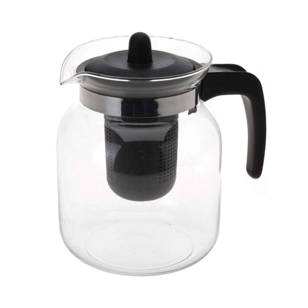 Excellent Houseware czajniczek z infuzorem, szkło/plastik, 16 x 10,5 cm, przezroczysty/czarny