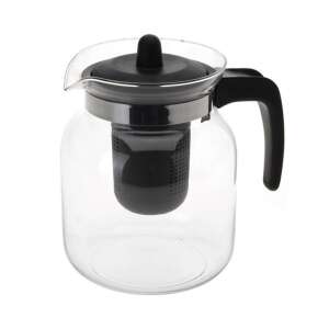 Excellent Houseware Glas-Teekanne mit eingebautem Sieb, schwarzem Griff - Tee & Teezubereitungszubehör