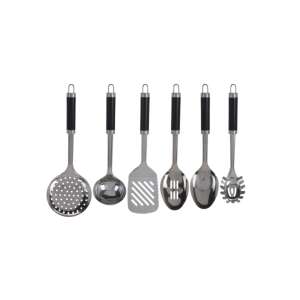 Set 6 ustensile pentru bucatarie cu suport Koopman Black Steel, otel inoxidabil, argintiu/negru 65459403 Seturi de ustensile de bucătărie