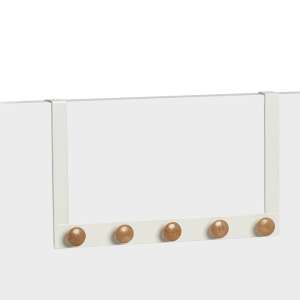 Zeller Über-die-Tür-Haken, weißes Metall mit Holzgriffen, 5 Haken, für Mäntel, Taschen, Hüte und mehr - Barzubehör