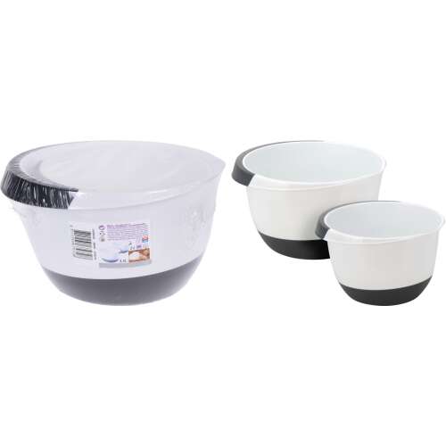 Excellent Houseware 2-Piece Mixing/Serving Bowl Set, Polypropylene, Black/White 65459433