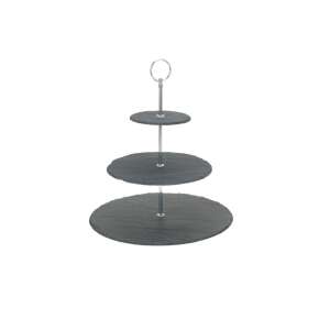 Stand de servire negru din ardezie cu 3 niveluri, Excellent Houseware - Boluri de servit