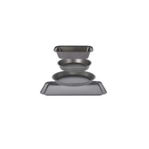 Excellent Houseware 4-piece baking tray set, carbon steel, 41x28 cm, black - Tray