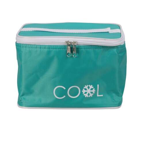 Zielony izolowany lunchbox z logo COOL z płatkiem śniegu