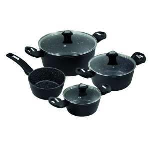 Carl Schmidt Sohn 7 piece cookware set, black, aluminum, with lids - Crockery