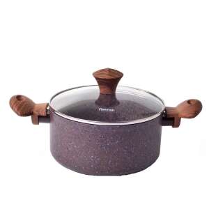 Fissman Magic Brown 4.7L Aluminium Topf mit Glasdeckel und Holzgriffen - Fissman