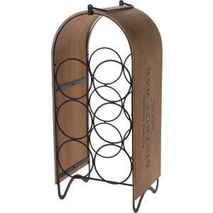 Excellent Houseware Weinflaschenhalter, Metall und Holz, 6 Flaschen Kapazität, braun und schwarz - Barzubehör