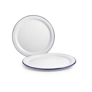 Ibili Blanca enamelled steel serving platter, white/blue, 35x1.5 cm - Serving tray
