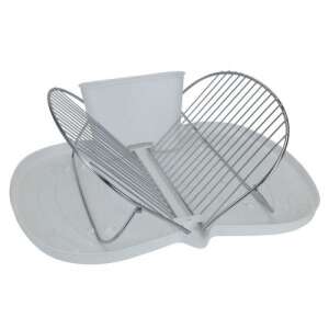 Excellent Houseware edénytálca, fehér, krómozott drótos tálcával és evőeszköztartóval - Edényszárító