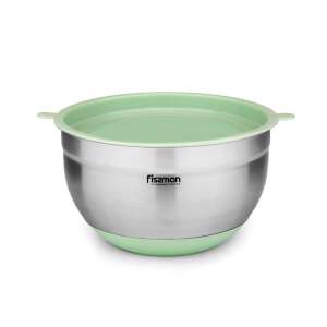 Fissman stainless steel mixing bowl with green silicone base and lid - Fissman
