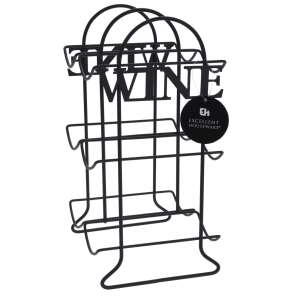 Schwarzer Metall-Weinflaschenhalter, fasst bis zu 6 Flaschen, Excellent Houseware - Barzubehör