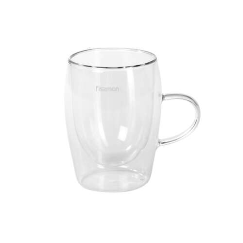Fissman RAF double-walled glass mug, angled view