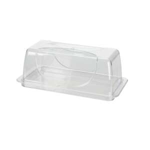 Tavă de servire pentru tort din plastic transparent cu capac, Excellent Houseware, 38,5x19x15 cm - Boluri de servit