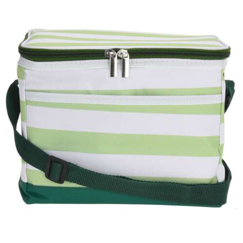Izolovaná obedová taška Excellent Houseware, zelená a biela pruhovaná, 23x16x18 cm, 5000 ml