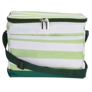 Isolierte Kühltasche von Excellent Houseware, grün-weiß gestreift, 23x16x18 cm, 5000 ml - Kühltaschen, Kühlakkus