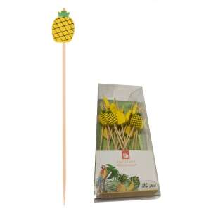 20 pack of pineapple cocktail sticks, Excellent Houseware, bamboo, 12 cm, yellow - Party Decoration