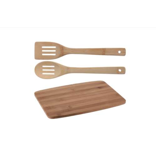 Koopman Excellent Houseware 3-piece Set, Spoon, Salad Server, Chopper, Bamboo, Brown 65461026