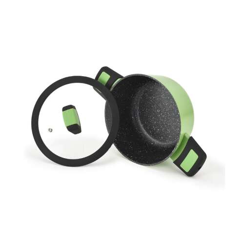 Fissman BOOM 4,2L grüner Aluminiumtopf mit Deckel, schräge Ansicht