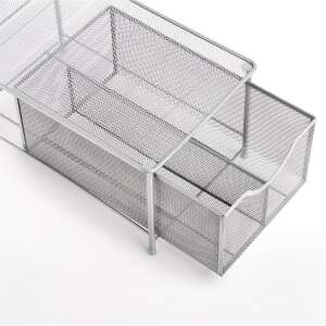 Zeller drawer organizer, silver, metal, mesh, 2 tier, pull out drawer, kitchen storage - Nursery Furniture