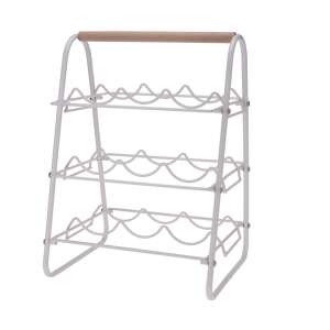 Home&Styling Collection 9-Flaschen-Weinständer, Metall, weiß/braun - Barzubehör