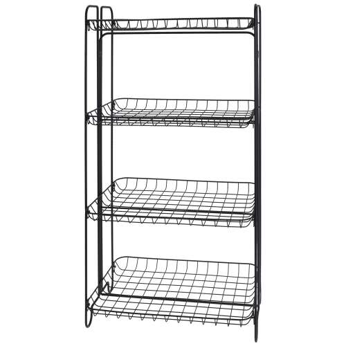 Koopman 4-tier metal shelf, black, 49x33x90 cm, perfect for storage in kitchen, bathroom, garage or office