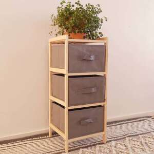 Wooden storage cabinet with 3 fabric drawers, brown and grey, Excellent Houseware - Nursery Furniture