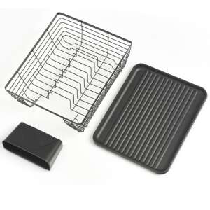 Zeller dish drainer, black, metal and plastic, 37x30x14,5 cm, with cutlery holder and drip tray - Dish Rack