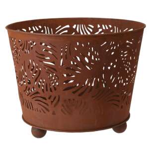 Rustic metal fire pit with leaf design, 35x45 cm, brown - Fireplace & Stove