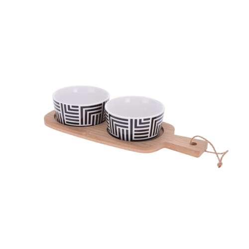 Excellent Houseware Serving Set, bamboo/porcelain, 25x10x1 cm, multicoloured
