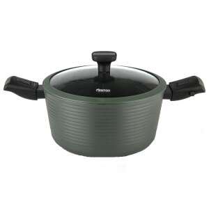 Fissman Brilliant 4,5L Garnek aluminiowy ze szklaną pokrywką i odpinanymi uchwytami, oliwkowo zielony - Fissman