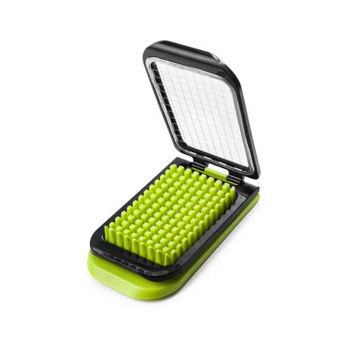 Ibili Easycook vegetable slicer for salads, green and black, stainless steel blades, plastic, 21x12x3 cm, open view