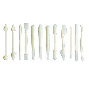 Ibili Fondant-Dekorationswerkzeug-Set, 12 Stück, Kunststoff, cremefarben - Ibili
