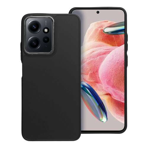 Xiaomi Redmi Note 12 4G fekete szilikon tok kiemelt kamera védelemmel, elülső és hátlapi nézet 