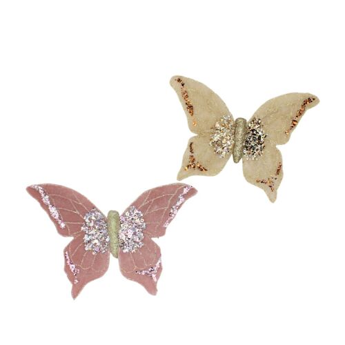 Set of 2 Pink and Cream Butterfly Curtain Tiebacks