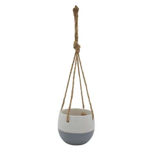 Саксия окачена керамика бяло-сива 11 см 65474604