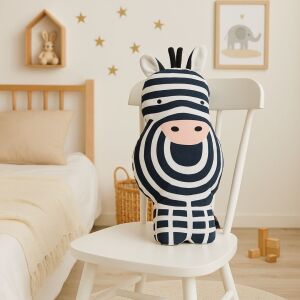 Plush Zebra Pillow 50x9cm on a chair in a kids room - Decorative Pillow