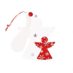 Ceramic Decoration - White and Red Angels, Stars and Snowflakes 65475230 - Nonbrand Christmas Decoration