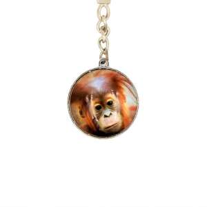 Stainless steel keychain with an orangutan image - Keychain