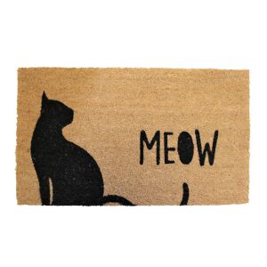 Macskás Kókuszrost 'Miau' cat doormat, 43x73cm, cat silhouette and 'MEOW' text - Doormat