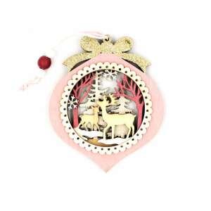 Fadísz - pink and gold bauble - deer in the forest 65476216 - Nonbrand Christmas Decoration