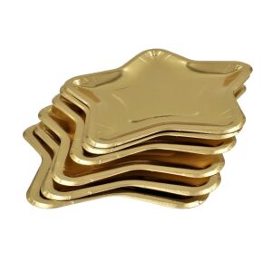 6-piece Gold Star Plate Set 23cm 131509346 - Disposable Plate