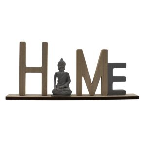 Front view of Buddha Home wooden sign decoration - Koopman