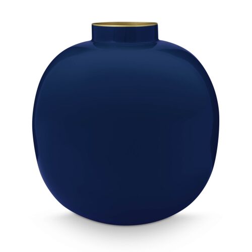 Dekoračná okrúhla kovová váza 23cm modrá 131509536