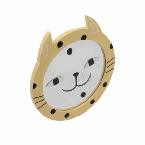 Angled view of Vidám Állatos Tükör - Tigris, cute tiger-themed mirror for kids, 16x16 cm - Mirror