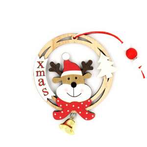 Дървена декорация - Снежен кръг XMAS - Елен с камбанка 65477285 - Коледа