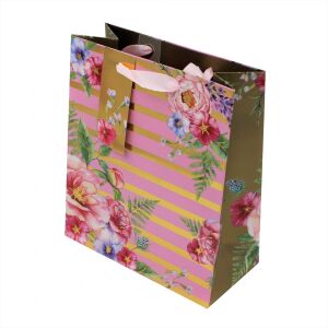 Striped Floral Paper Bag M New 131508325 - Art & Craft