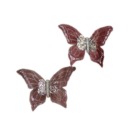 Decorative velvet butterfly curtain tiebacks, pink and purple, set of 2