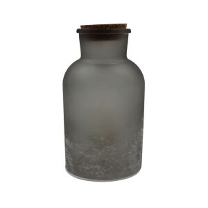 Matt Ezüst Üveg LED Decoration, silver glass bottle with cork lid - Decorative Lamp