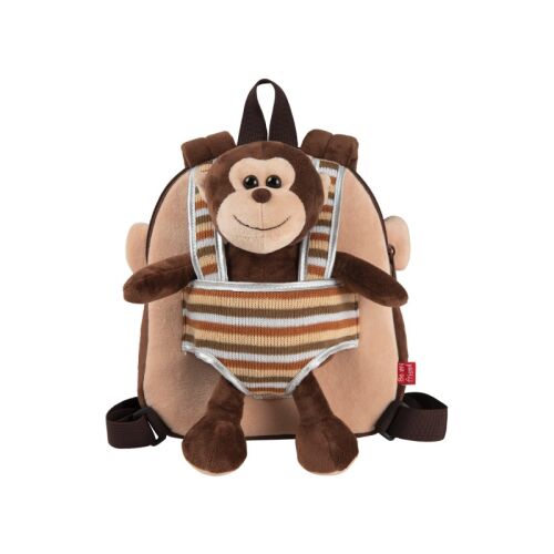 Perletti Monkey Backpack with Removable Plush Toy