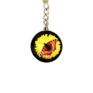 Stainless steel keychain with butterfly image Fluturas - Keychain